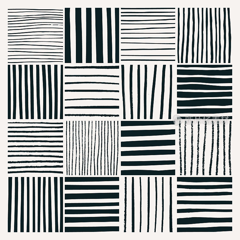 手工制作的线条网格背景-黑色和白色- v1